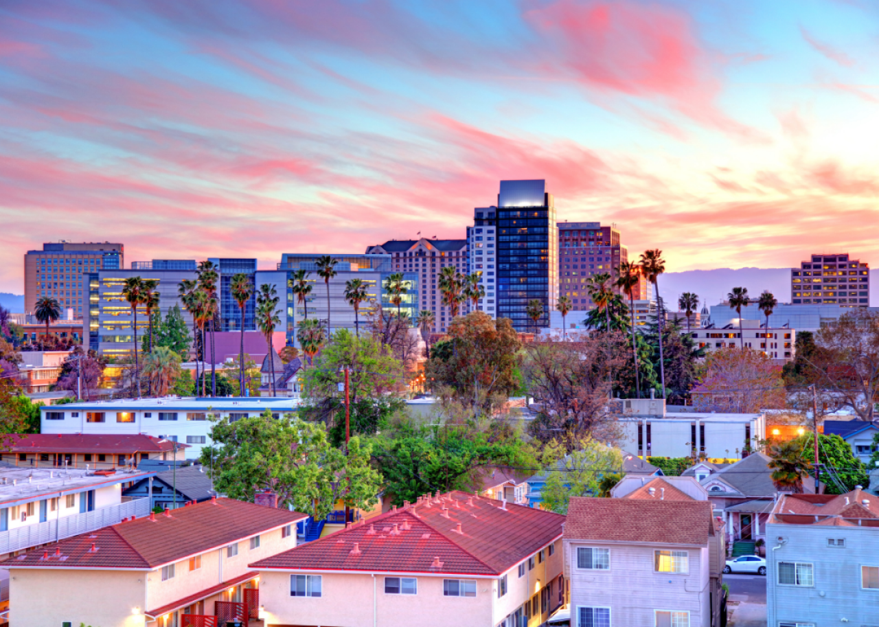 #38. San Jose, California Buildings in San Jose at sunset.