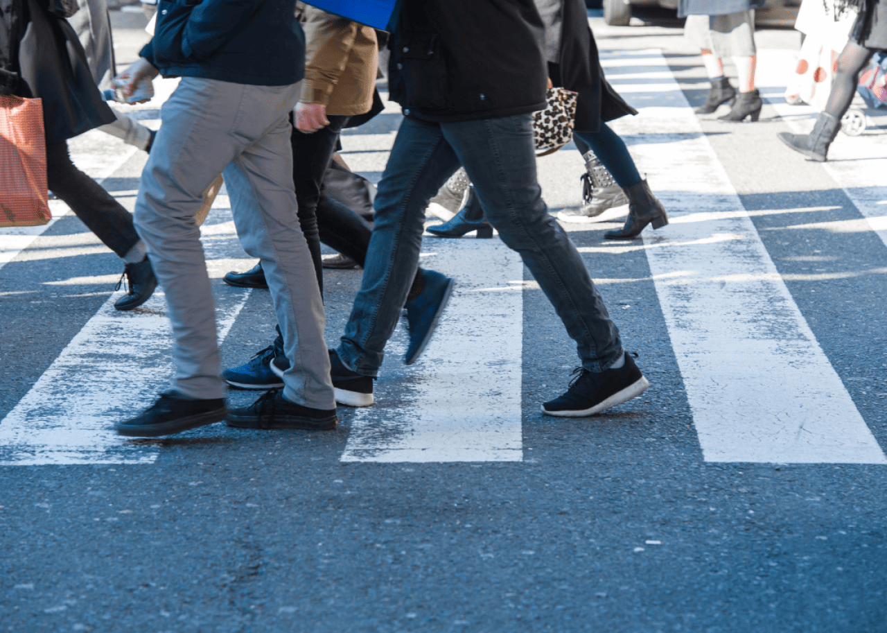 A busy crosswalk.