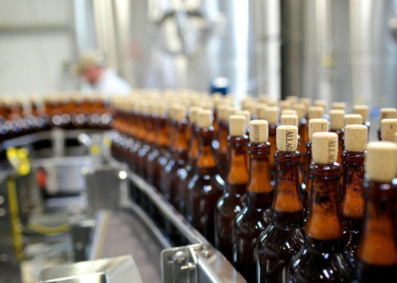 Allagash Brewing Company's bottling production line. 