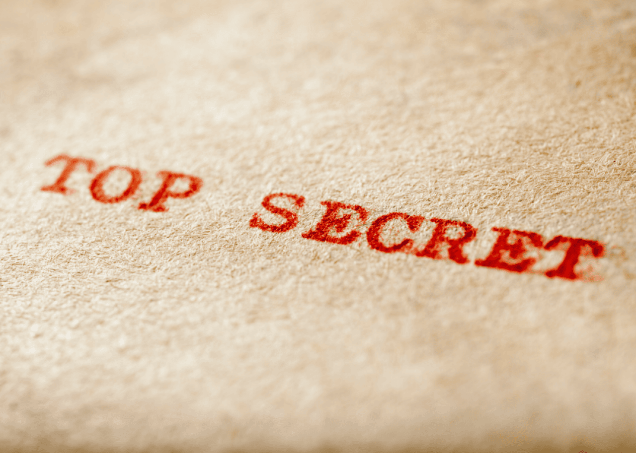 Top Secret stamped onto an envelope.