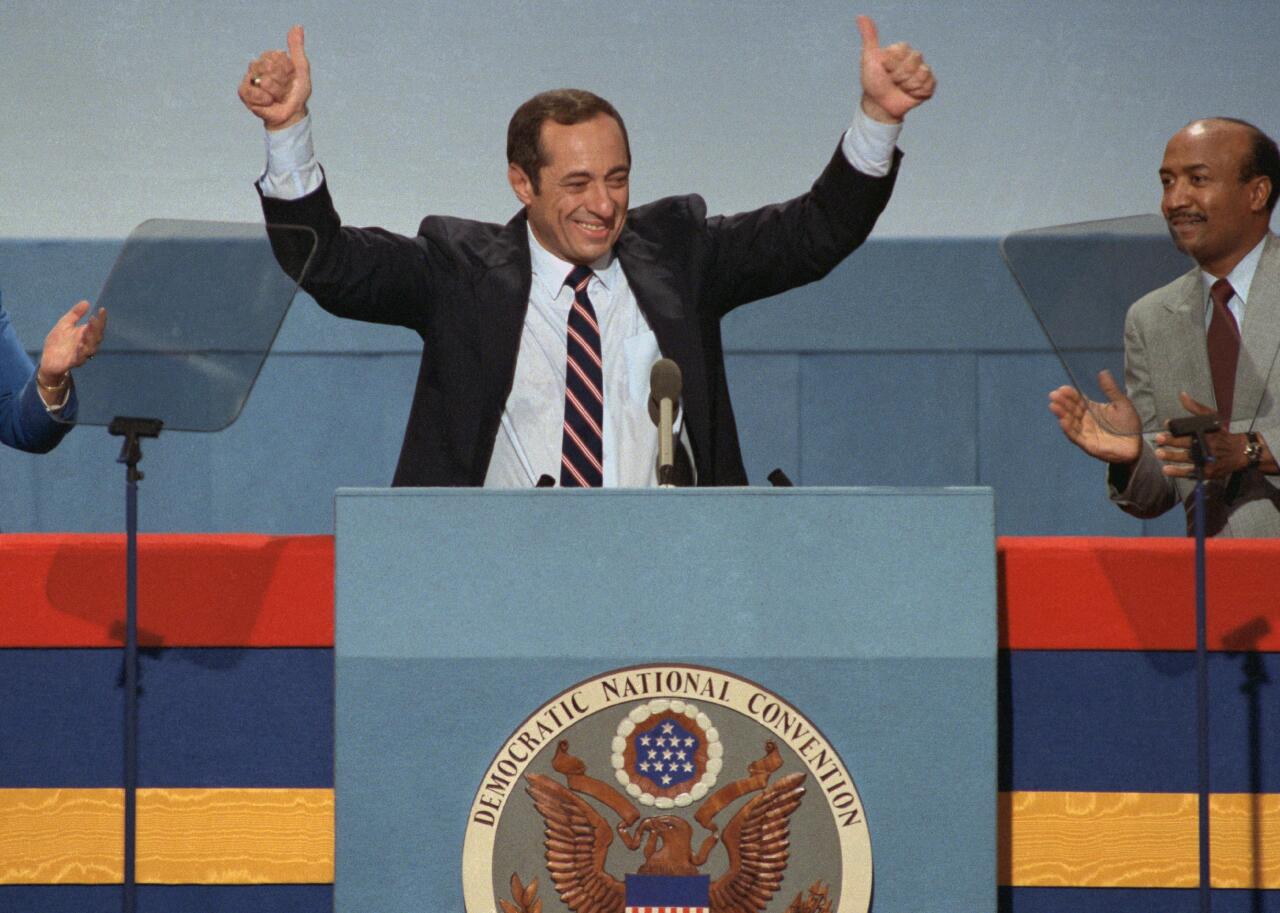 New York Gov. Mario Cuomo delivers the keynote address to the DNC, July 16, in San Francisco.