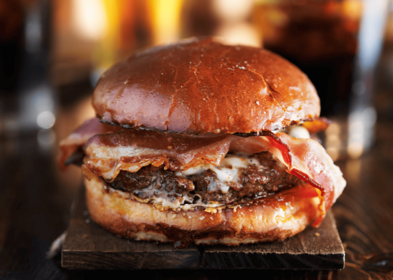 A bacon cheeseburger.