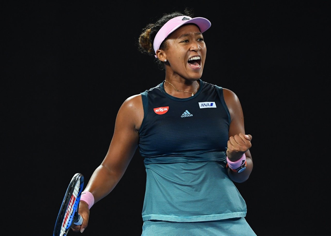 Naomi Osaka of Japan celebrates in a Women's Semi Final match