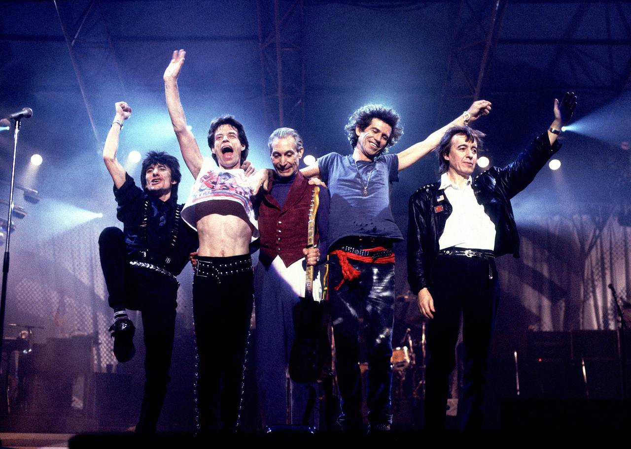 The Rolling Stones wave to the crowd at the Atlantic City Convention Hall.