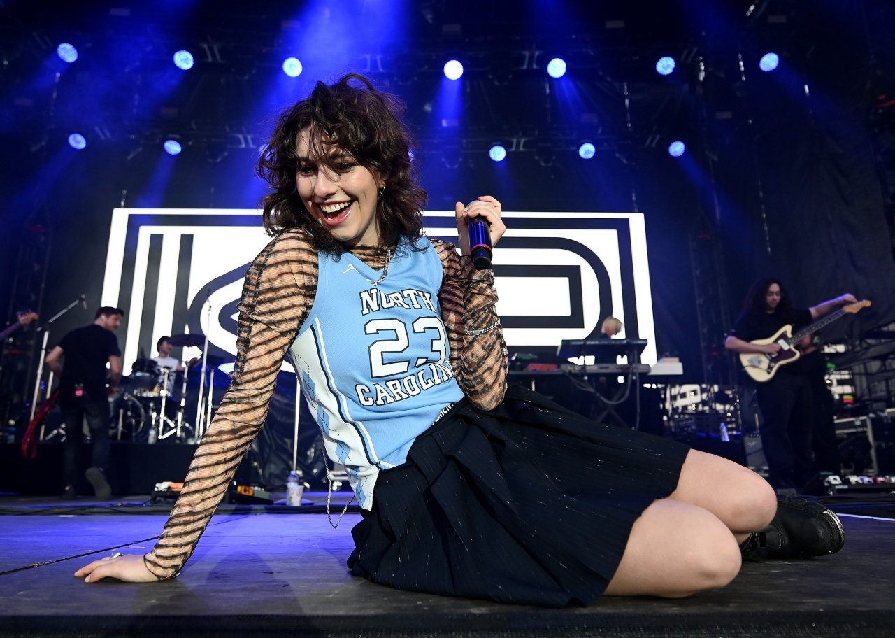 King Princess on stage at Woldenberg Park in New Orleans, Louisiana.