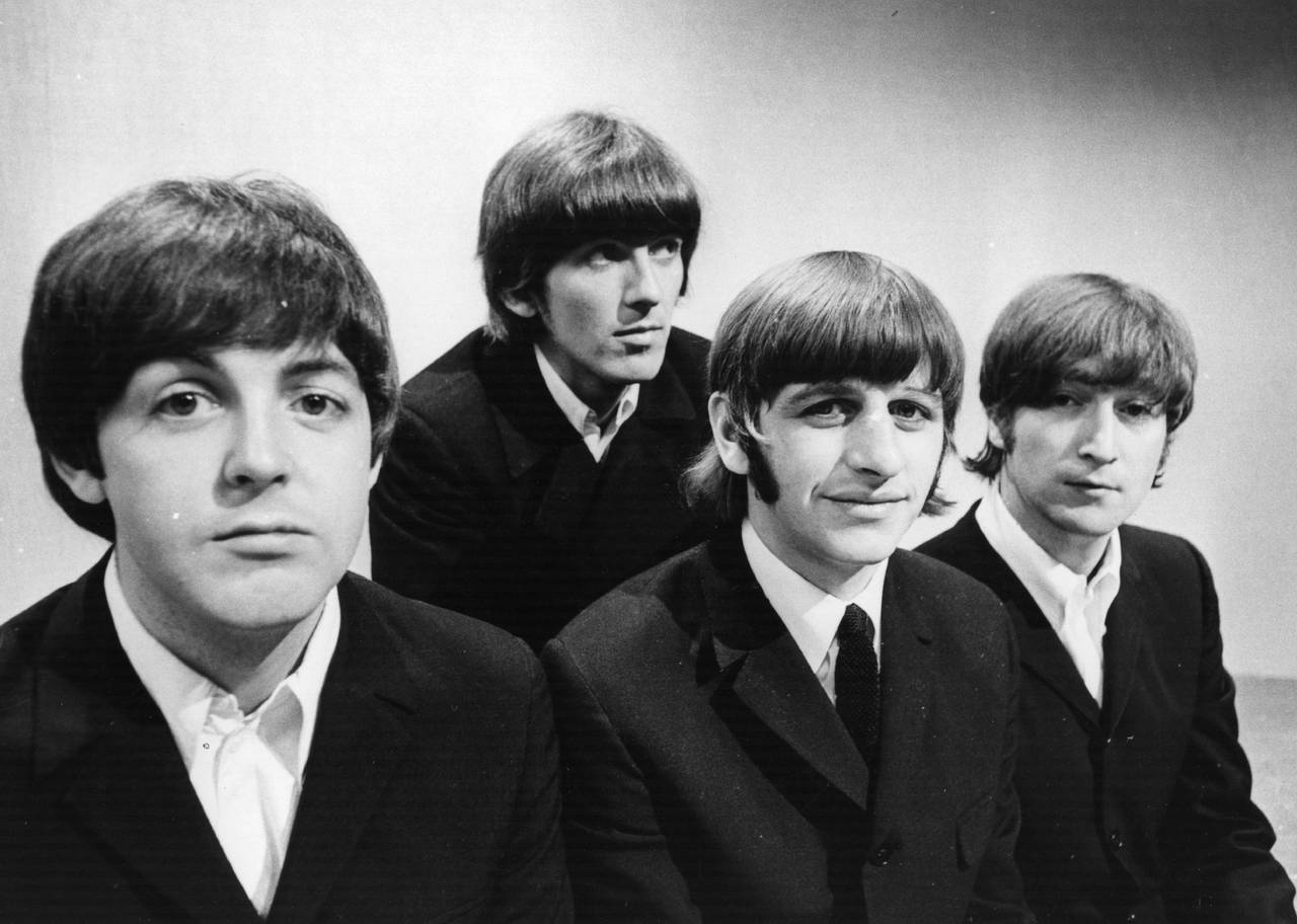 The Beatles at the BBC Television Studios in London.