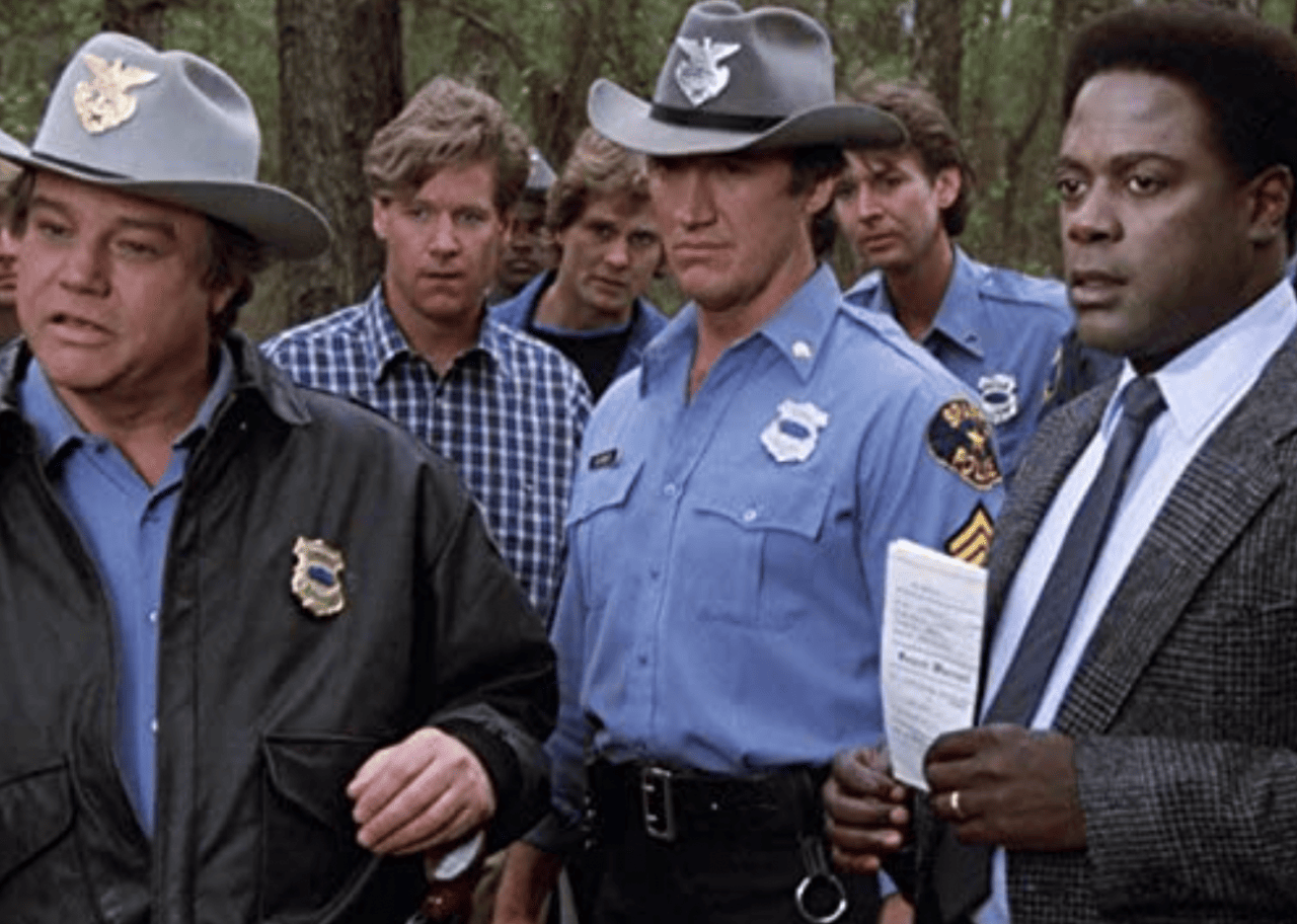 Joe Don Baker, Alan Autry, Byron Cherry, Michael Horton, Hugh O'Connor, and Howard E. Rollins Jr. in 