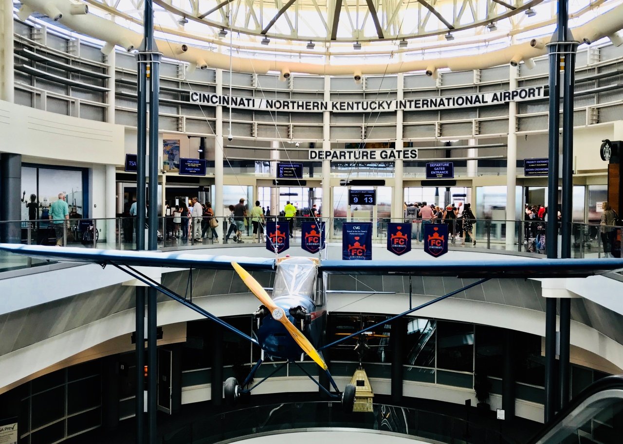 Interior view of Cincinnati International Airport.