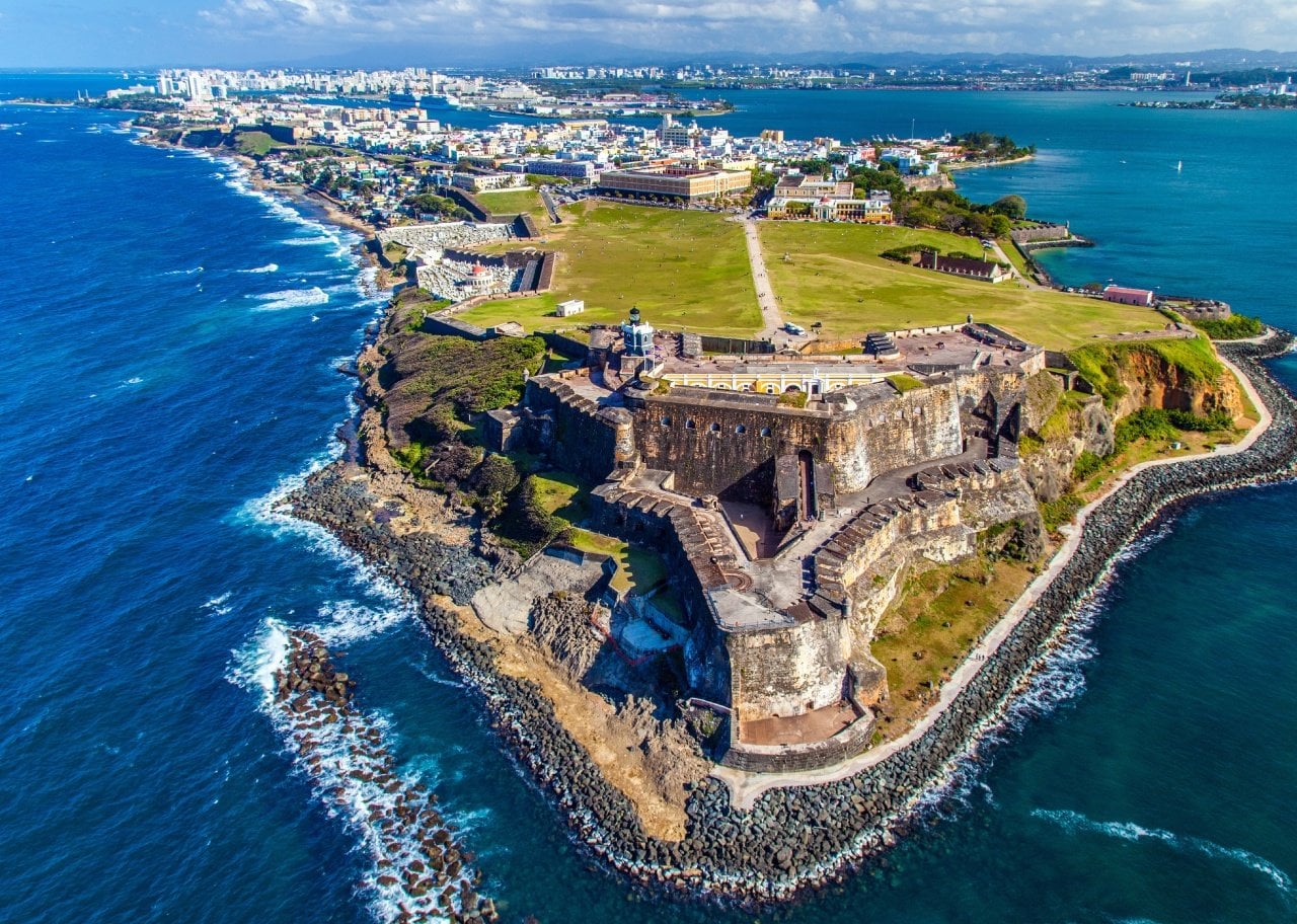 Aerial view of Castillo San Felipe del Morro in Old San Juan.