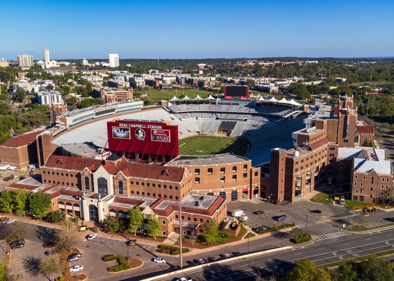 Aerial view of Doak Campbell Stadium.