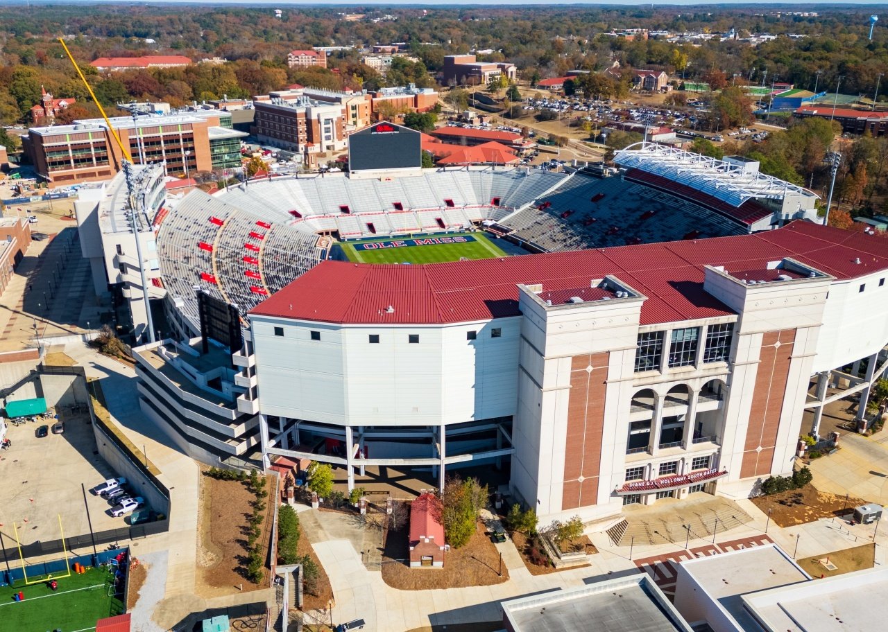 Vaught Hemingway Stadium on the Ole Miss Campus.