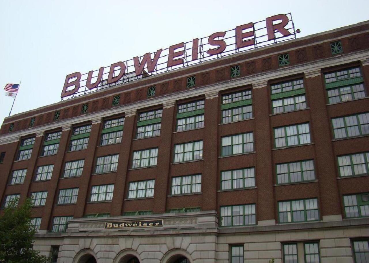The sign outside Anheuser-Busch headquarters in St. Louis.