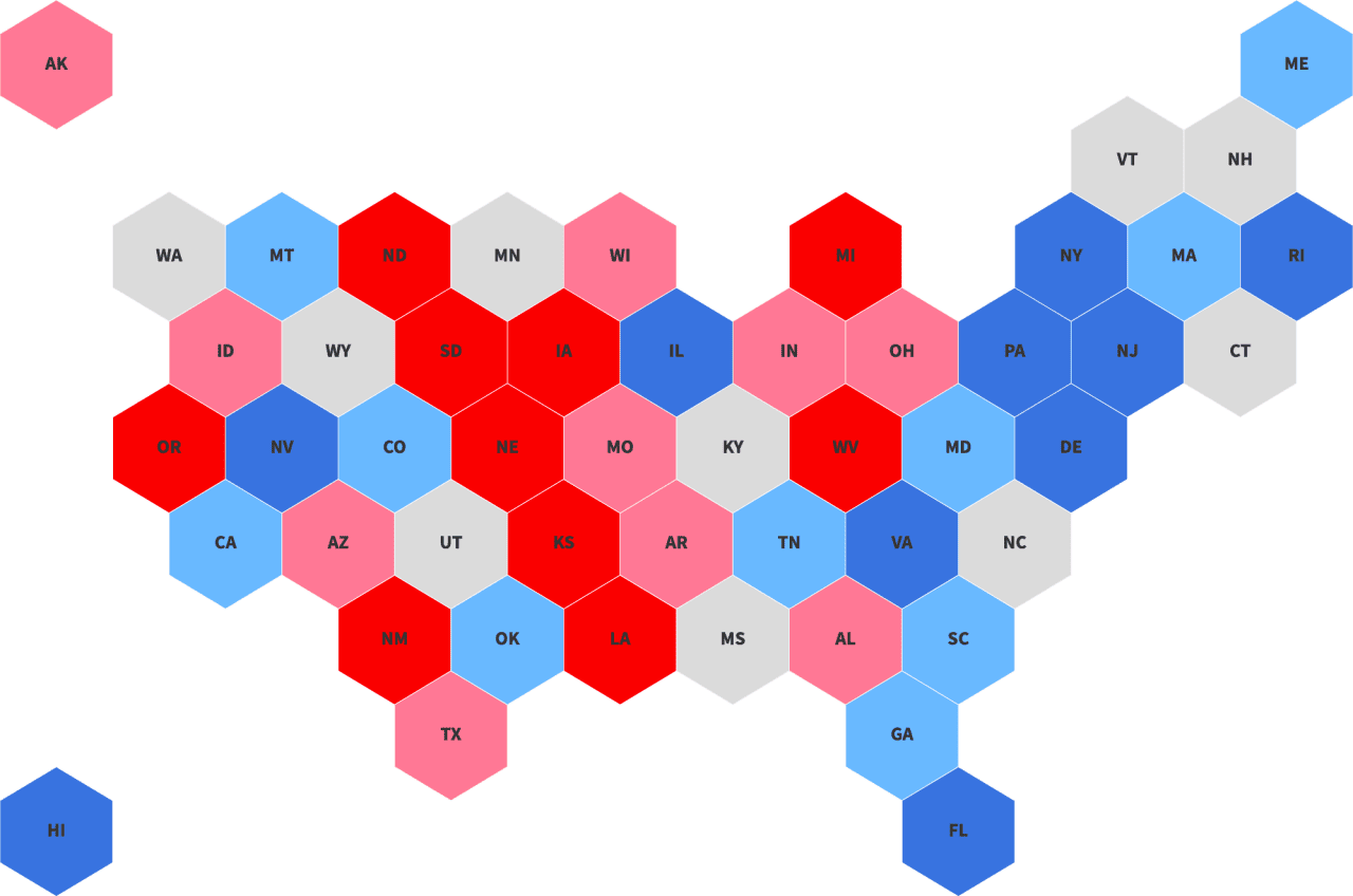 Map of states showing which areas are most impacted by tariffs.
