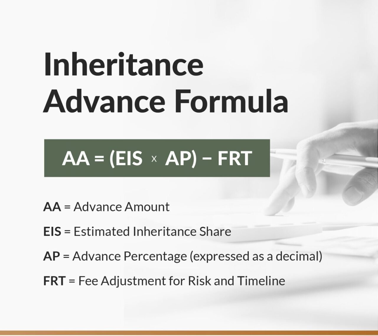 Infographic showing the Inheritance Advance Formula.