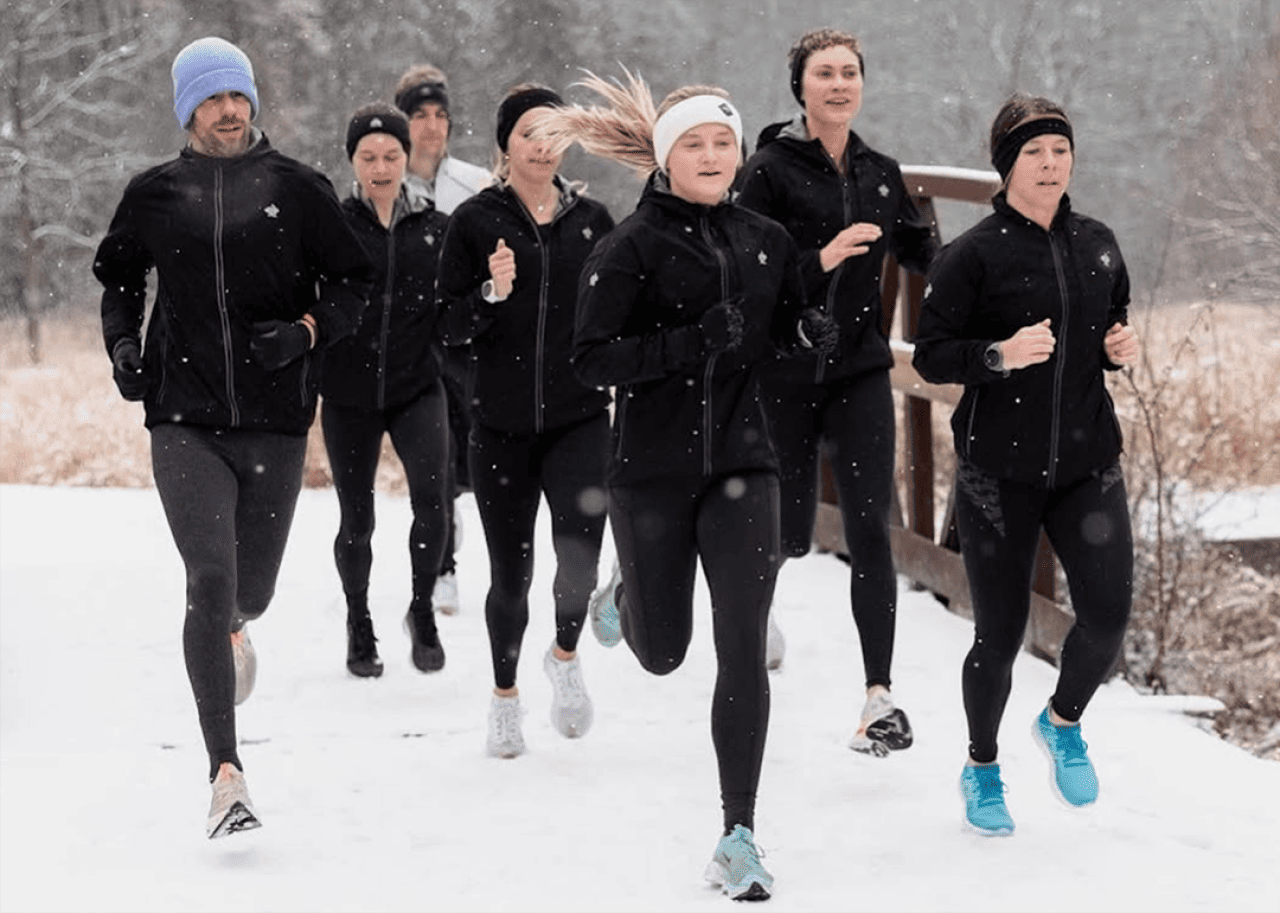 The Rabbit team designs products to endure the elements, including snow, for its community members who train year-round and constantly tests its products in real-life conditions.