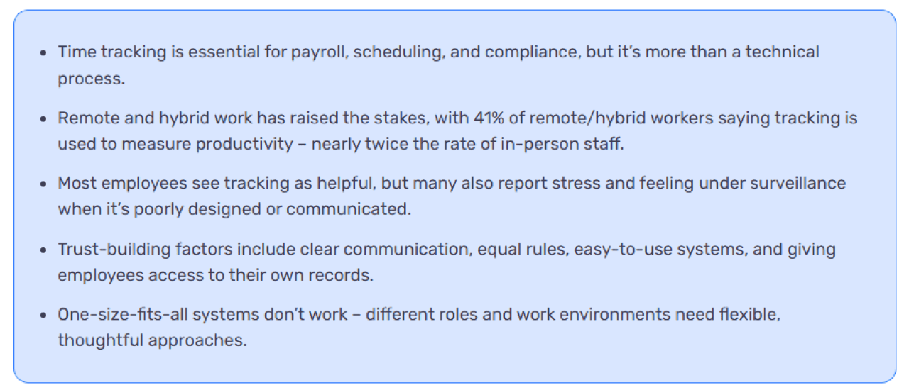 Blue box of five key points
