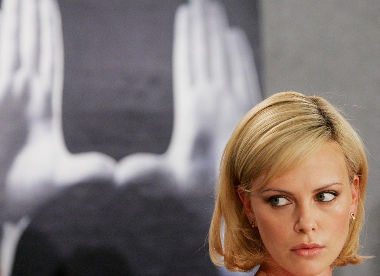 Actress Charlize Theron participates in a press conference for the film 