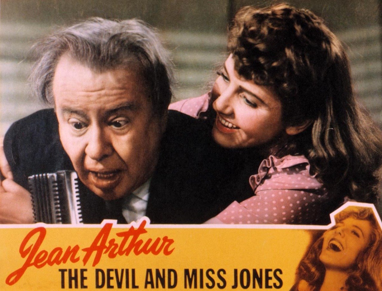Lobbycard of The Devil And Miss Jones film featuring Charles Coburn and Jean Arthur from 1941.