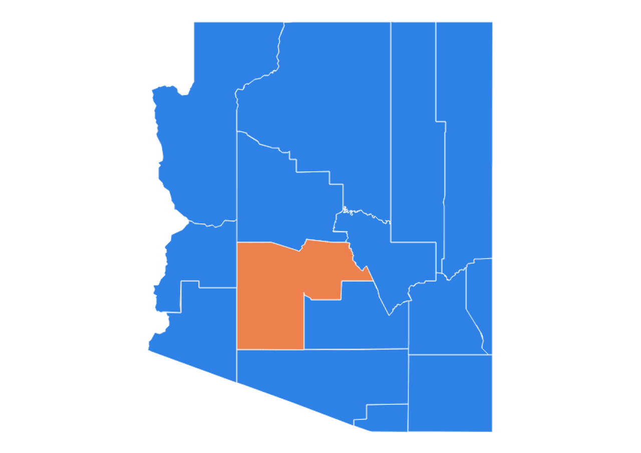 Infographic map highlighting the Maricopa county in the state of Arizona.