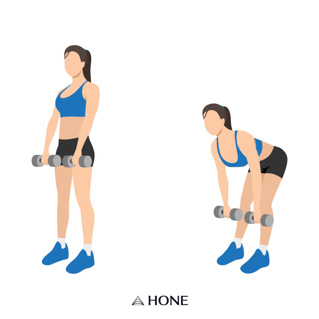 Custom illustration of a figure of a woman doing deadlifts.