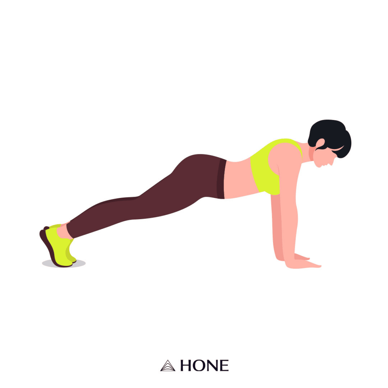 Custom illustration of a figure of a woman doing push-ups.