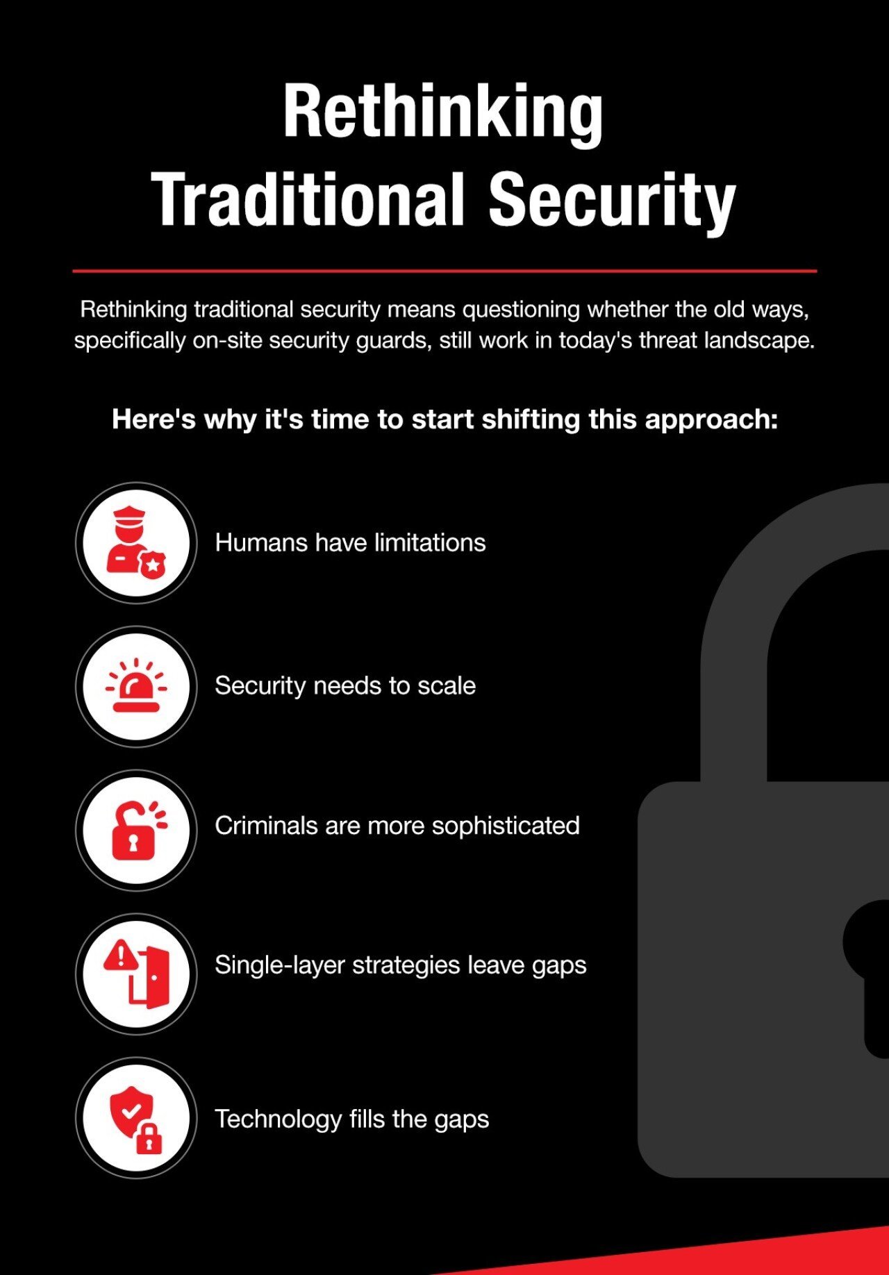 Graphic showing five different reasons to change approach to security