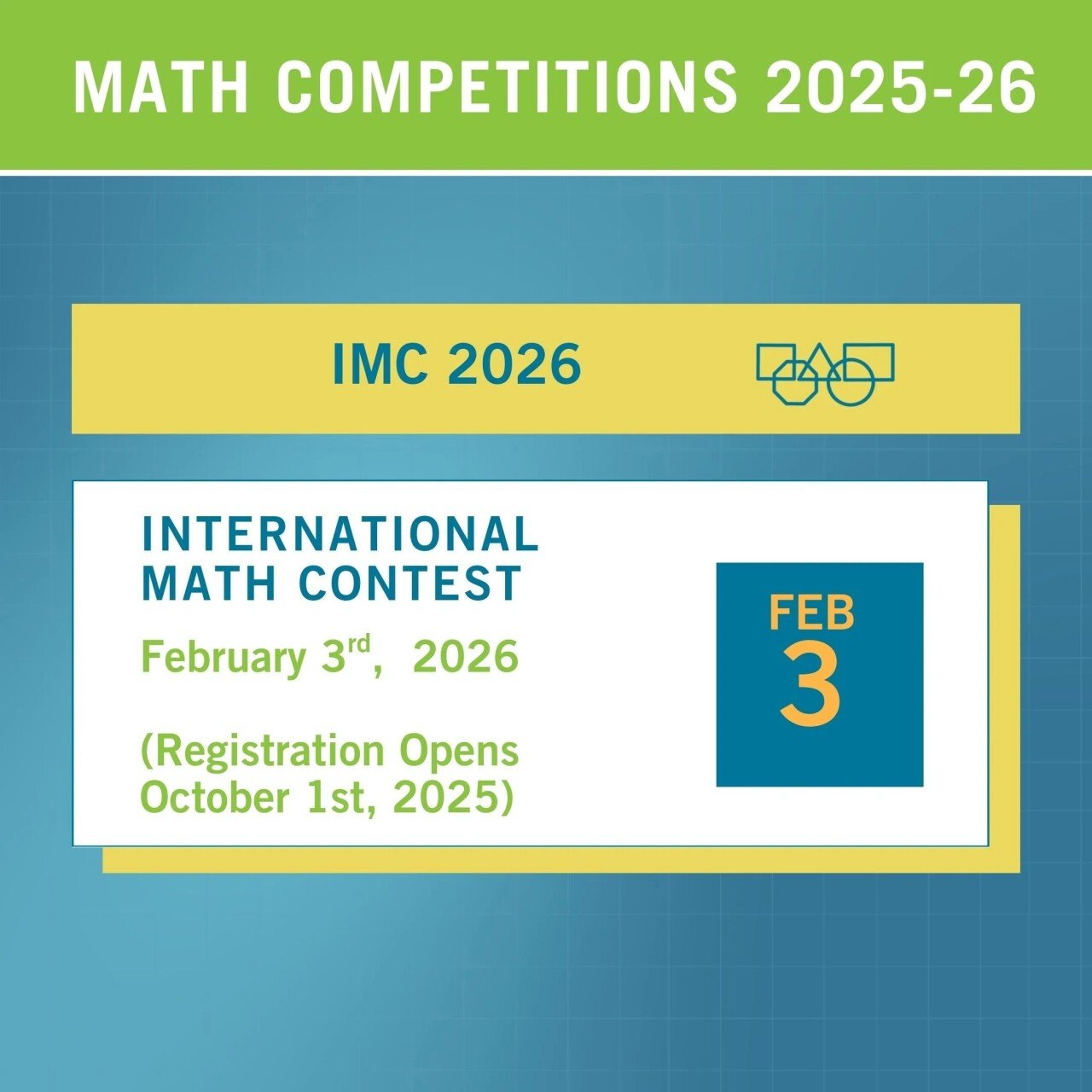 Infographic on the IMC 2026 event happening on February 3, 2026 with registration opening on October 1, 2025.