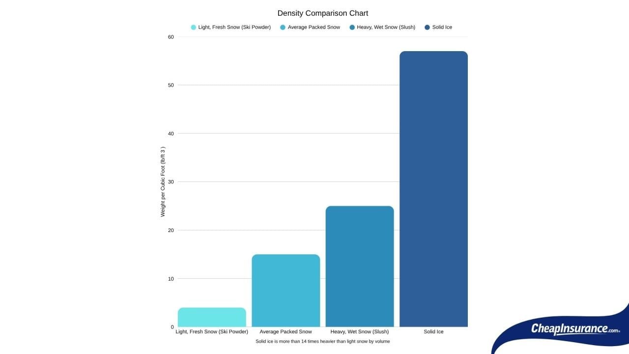 Data bar chart showing density comparison of snow.