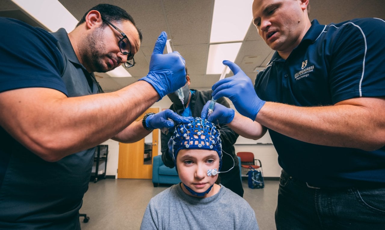 Researchers at University of North Carolina, Greensboro examine the neuroelectrical activity in children after they engage in high-intensity interval exercises.