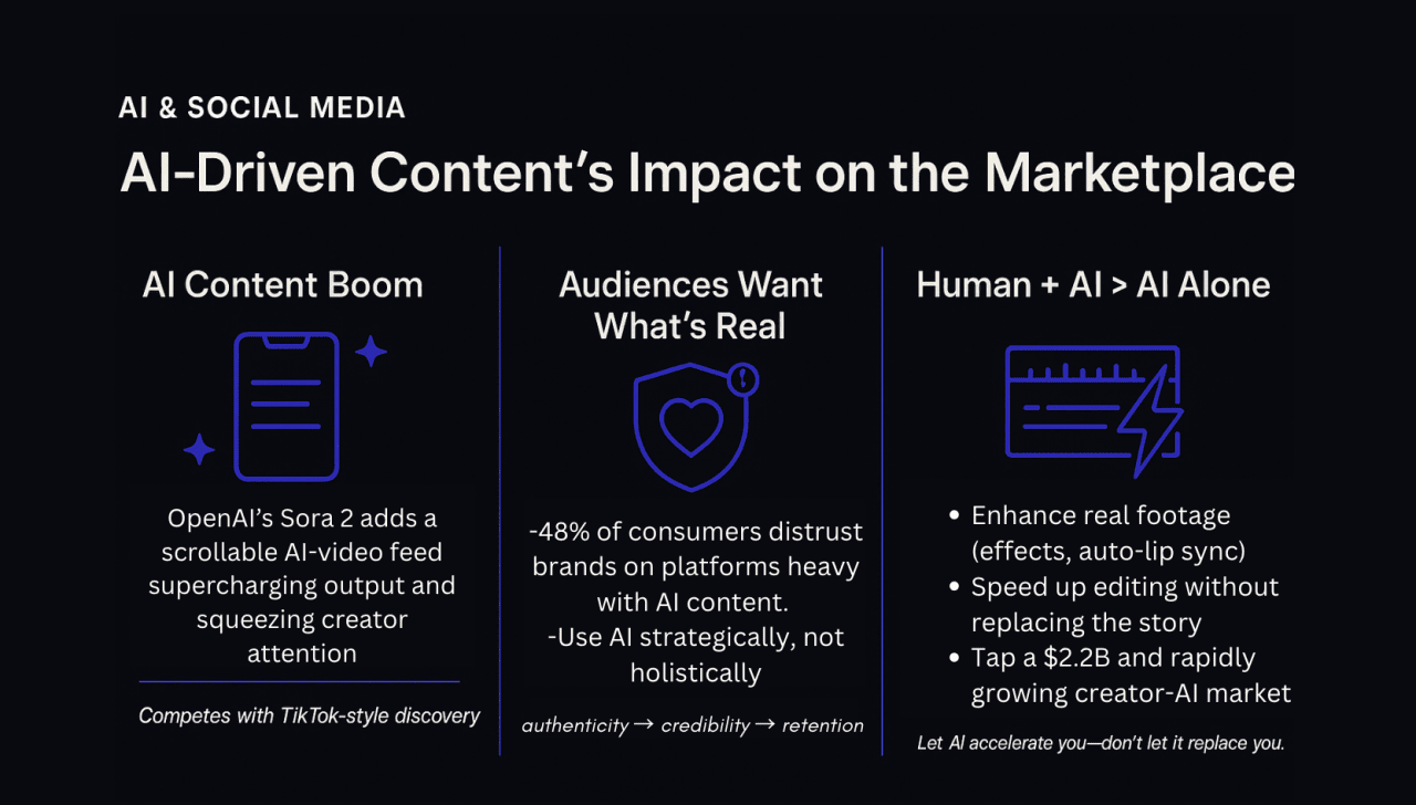 An infographic showing data on AI-driven content's impact on the marketplace.