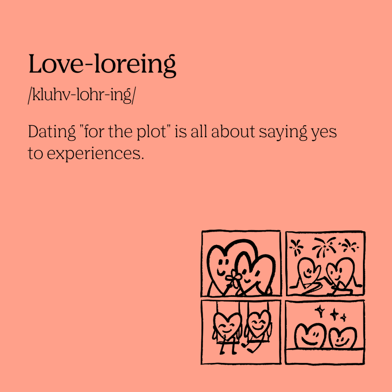 An infographic on the definition of 'love-loreing'.