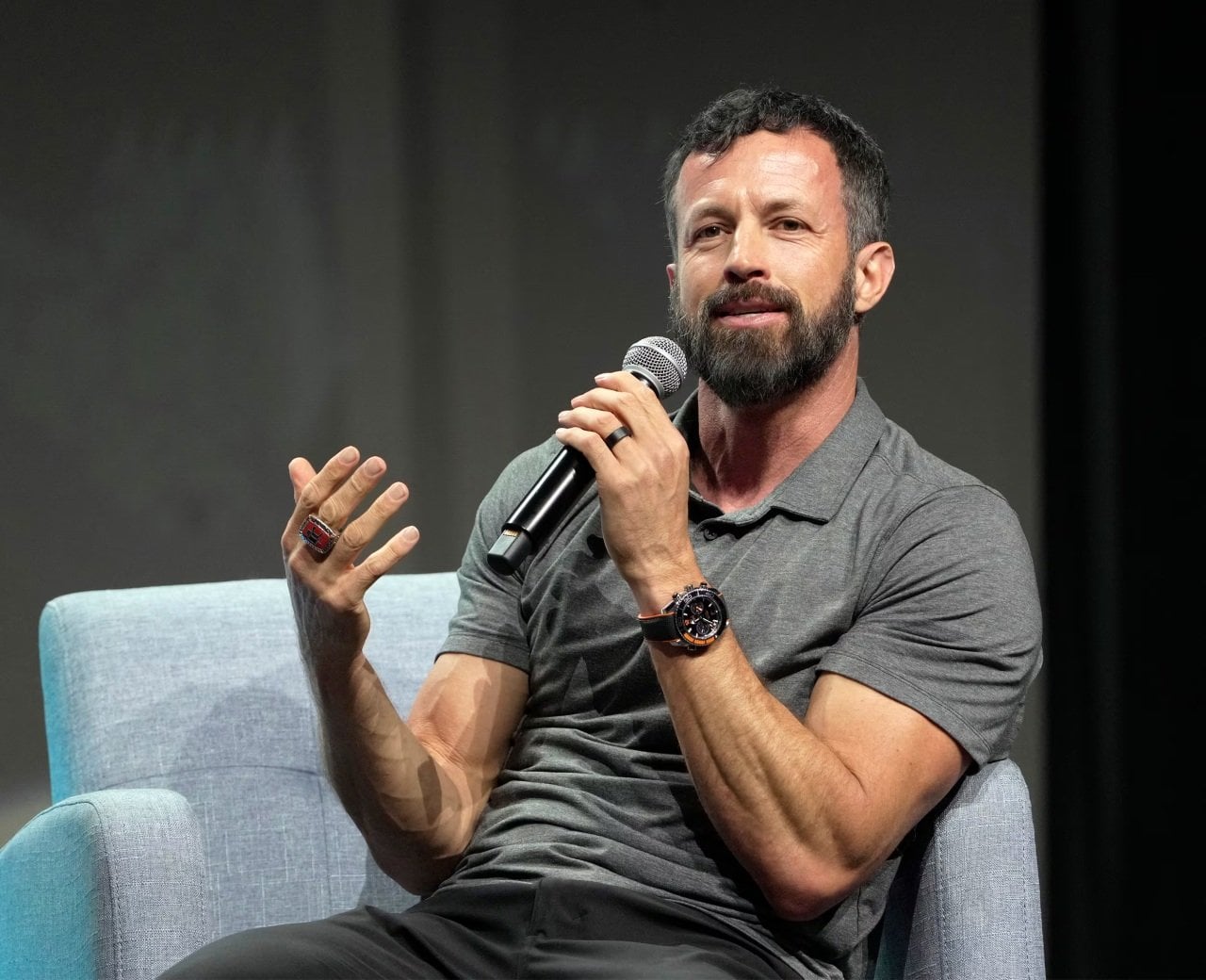 Jeremy Andrus, Traeger Grills CEO, speaks on a panel at the Silicon Slopes Summit.