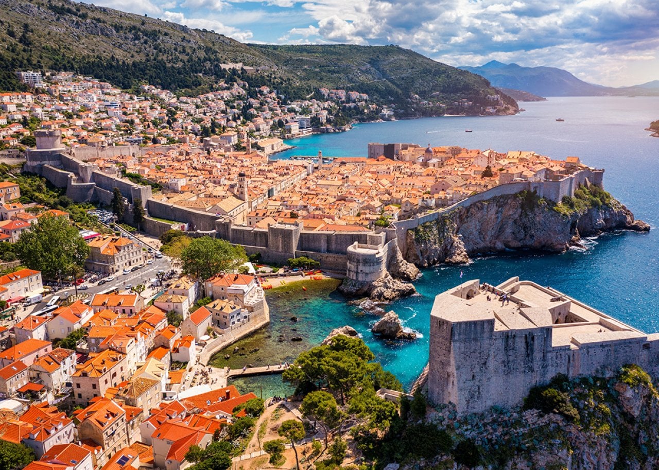 An aerial view of Fort Lovrijenac in Dubrovnik, Croatia.