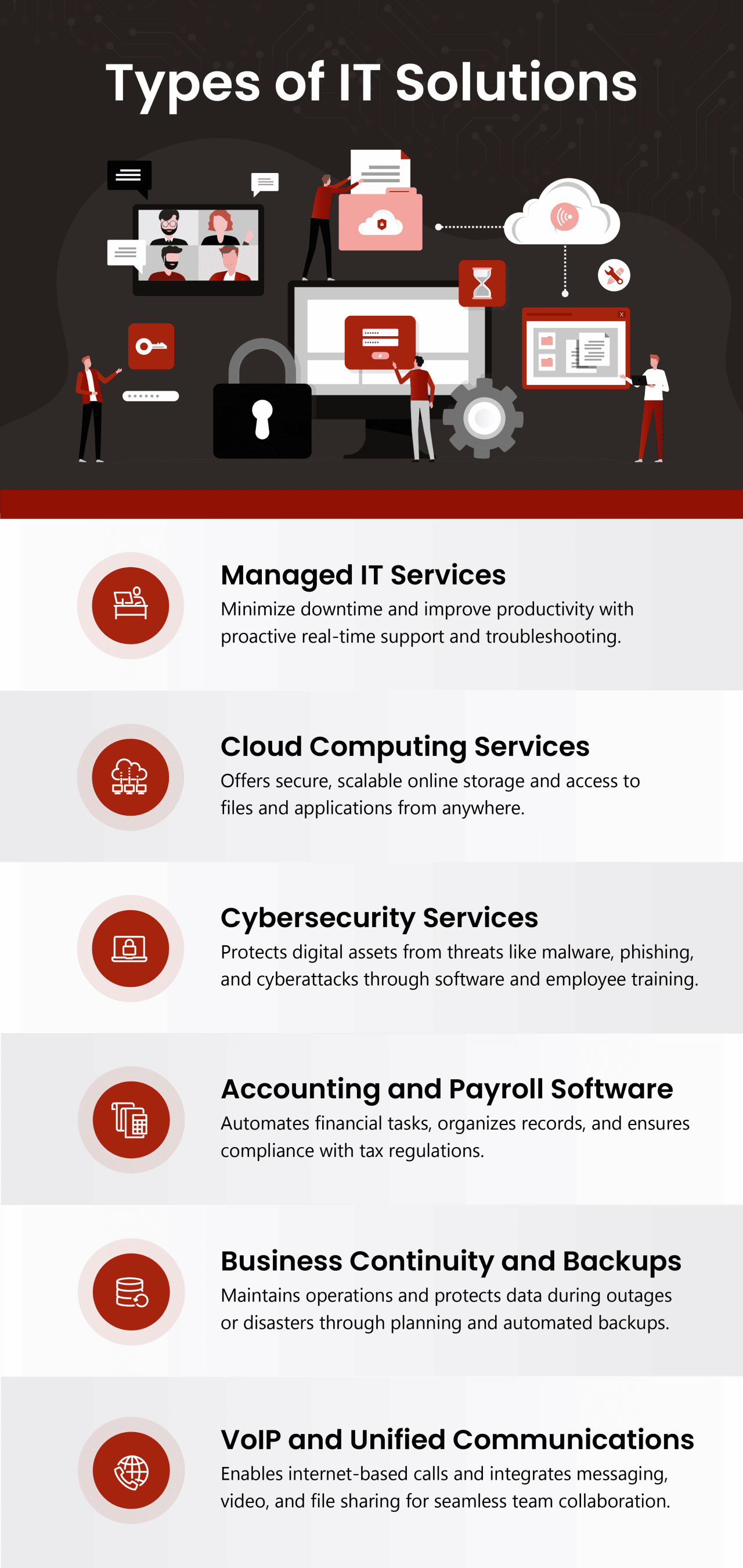 An infographic on types of IT solutions.