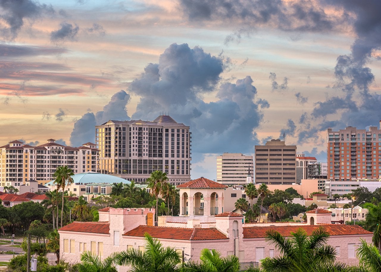 A view of Sarasota's downtown skyline in Florida.
