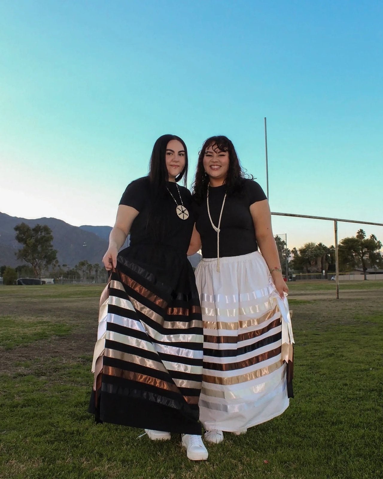 From left, sisters Lily and Emily Clarke during a performance at Birds in Palm Springs hosted by the Agua Caliente Band of Cahuilla Indians. The Clarke sisters belong to the Mountain Cahuilla tribe. 