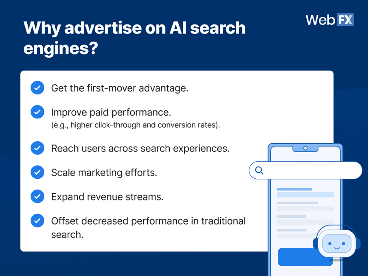 An infographic listing reasons on why advertise on AI search engines.
