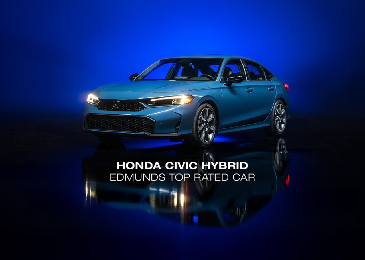 This photo provided by Edmunds shows the Honda Civic Hybrid, the Edmunds Top Rated Car for 2026. 
