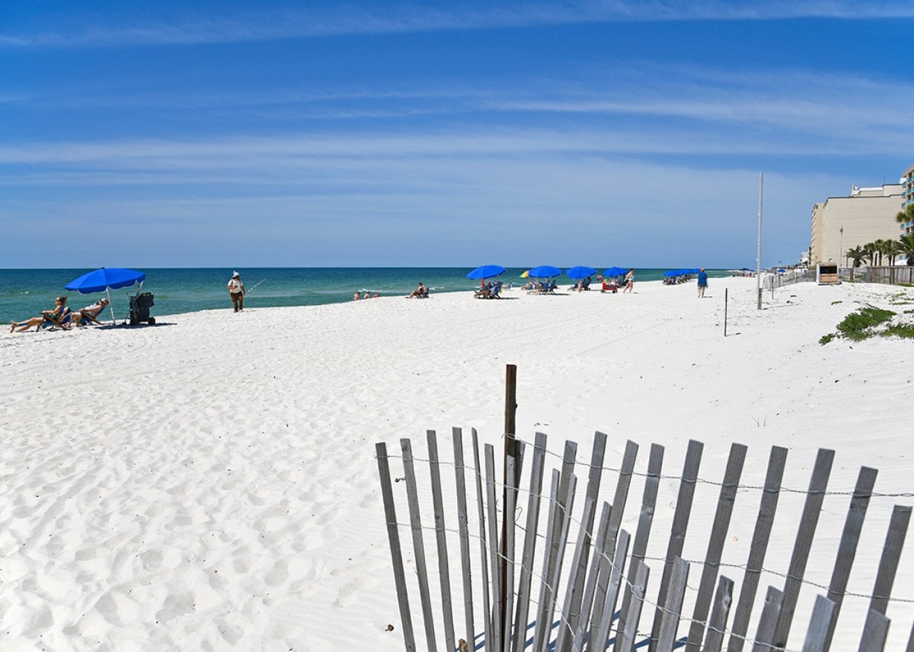 A sunny day at Gulf Shores Beach in Alabama, USA. 