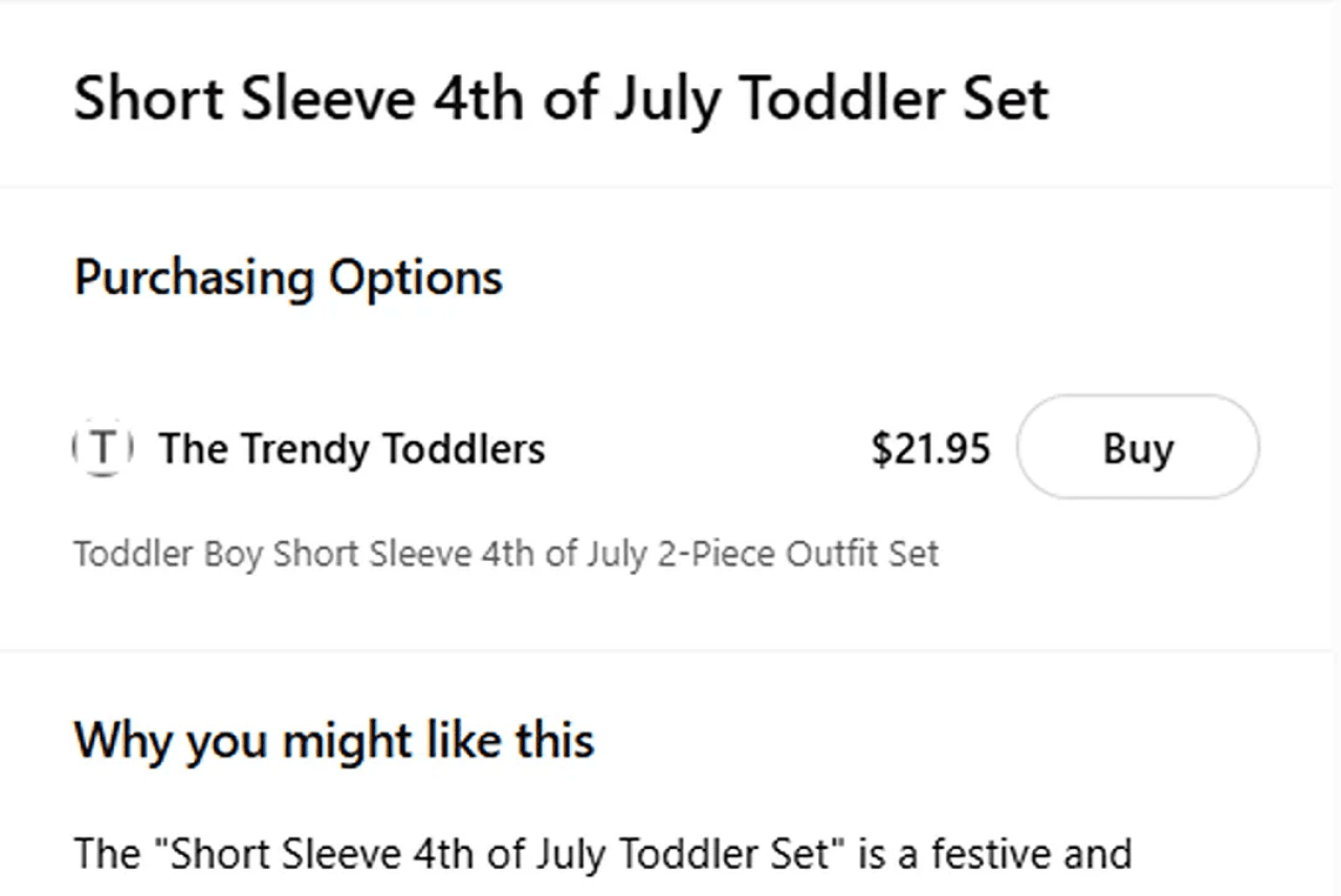 A screenshot showing a ChatGPT shopping's search detailed view.