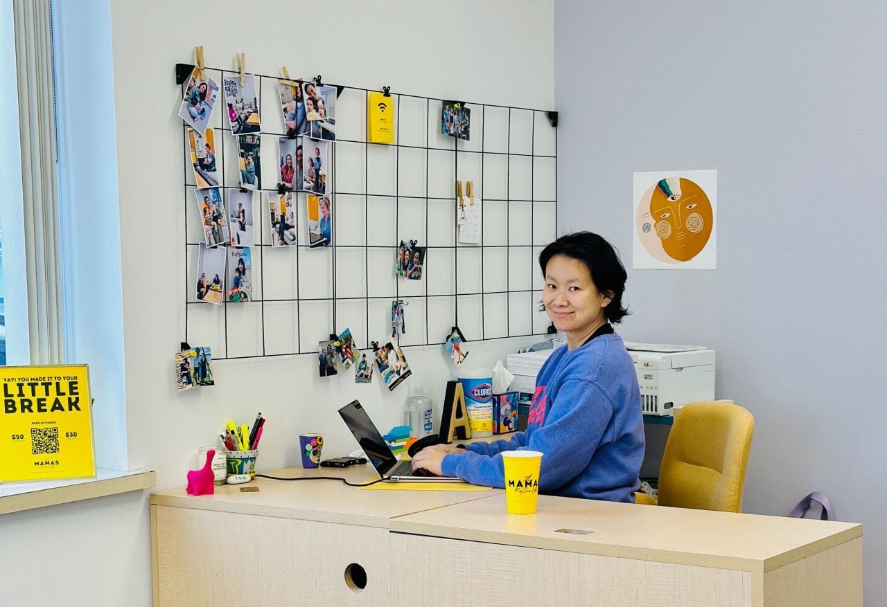 Ariel Wan, founder of Little Break, at a desk in the day care.