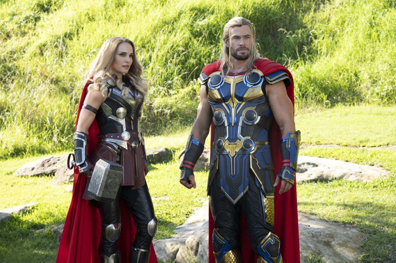 Natalie Portman and Chris Hemsworth in Thor Love and Thunder