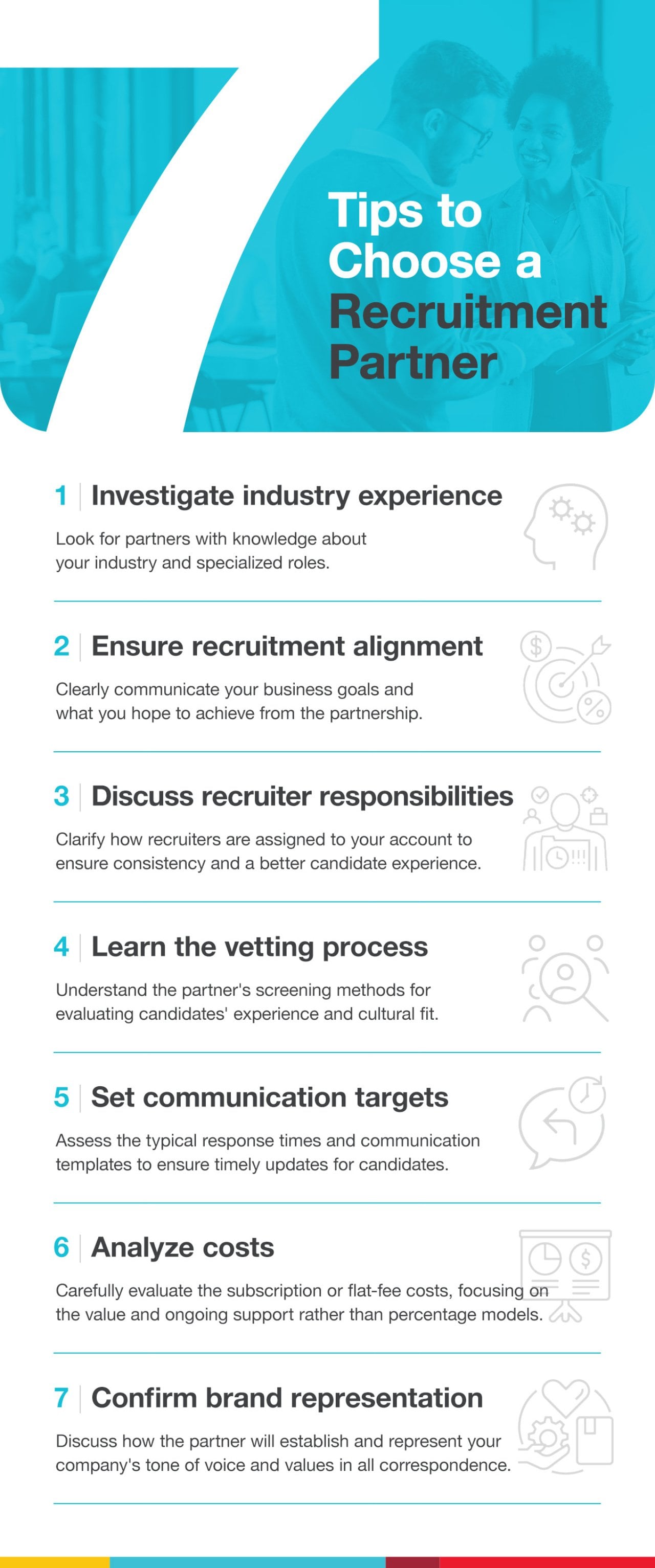 A poster listing tips in choosing a recruitment partner.