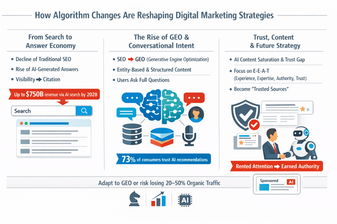 An infographic on how algorithm changes are reshaping digital marketing strategies.