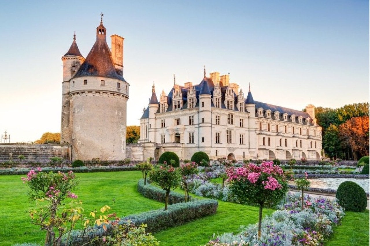 A view of the Château de Chenonceau in the Loire Valley of France.