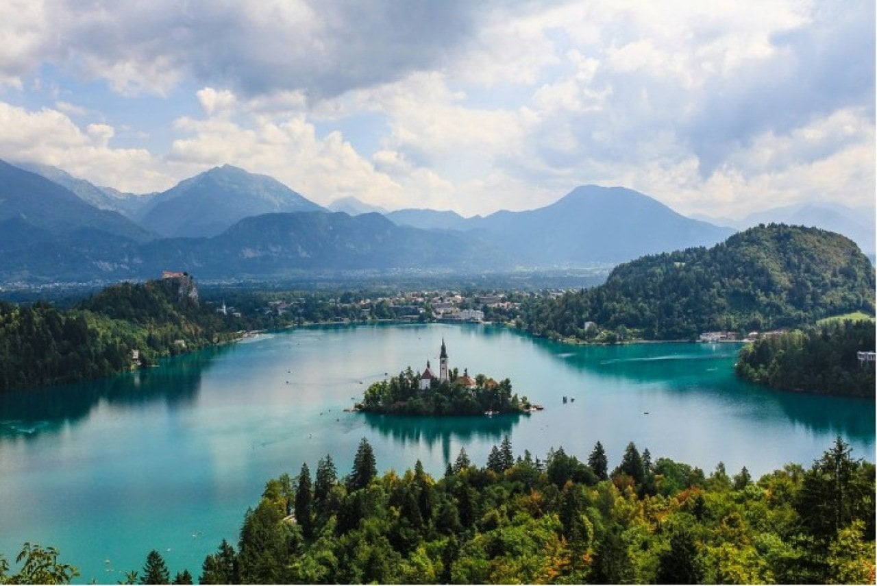 A view of Lake Bled in Slovenia.