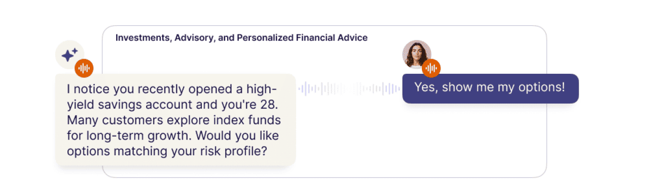 An infographic showing an example of AI offering personalized support to an inquiry.