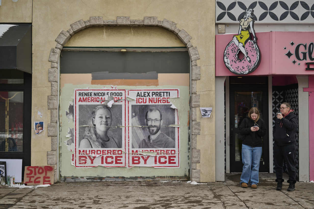 A wall near the site of Alex Pretti’s death in Minneapolis, on 4 February.