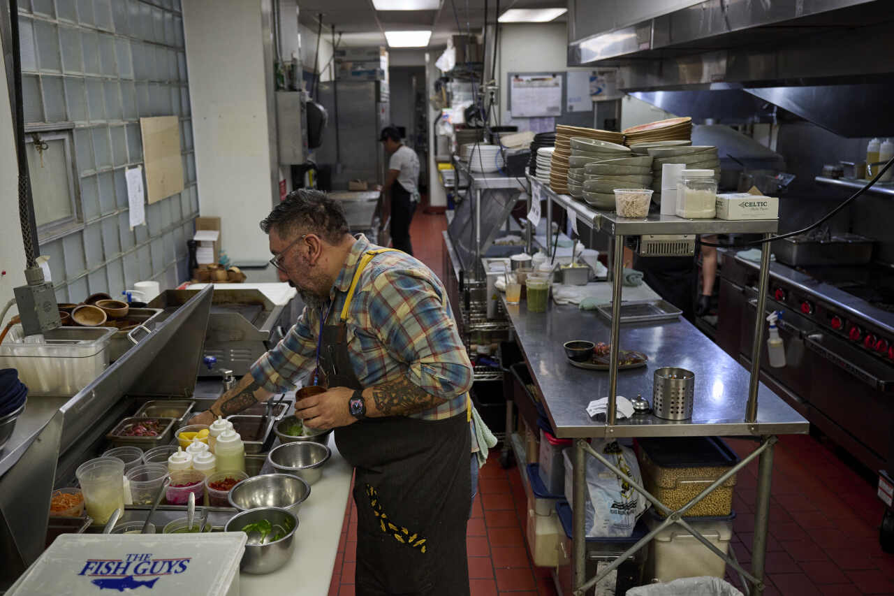 Chef Gustavo Romero in the kitchen at Oro by Nixta in Minneapolis on 5 February.
