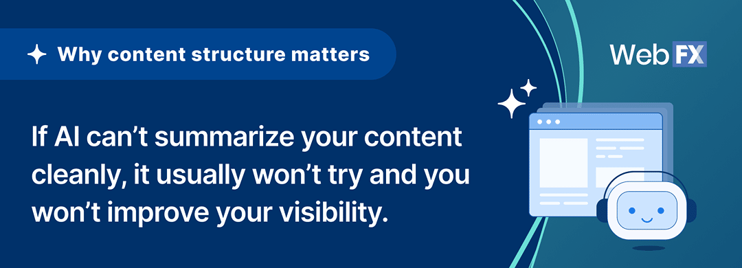 An infographic citing the importance of content structure for AI systems.